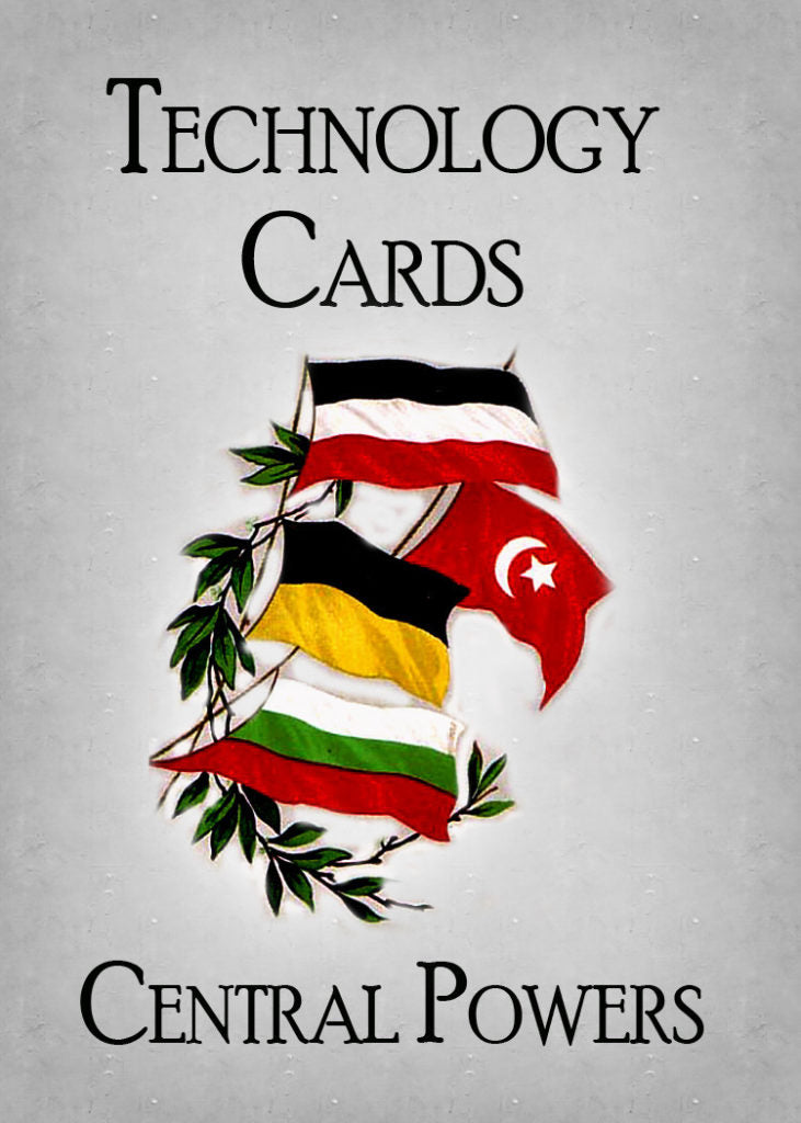 Front illustration card back for Central Powers Technology Cards featuring historical flags
