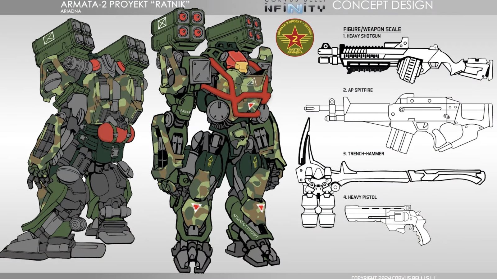 Corvus Belli Infinity Ariadna Ratnik AP Spitfire concept Design