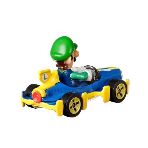 Hot Wheels Mario Kart – Luigi Mach 8 1/64 Scale Diecast Car Right Rear View