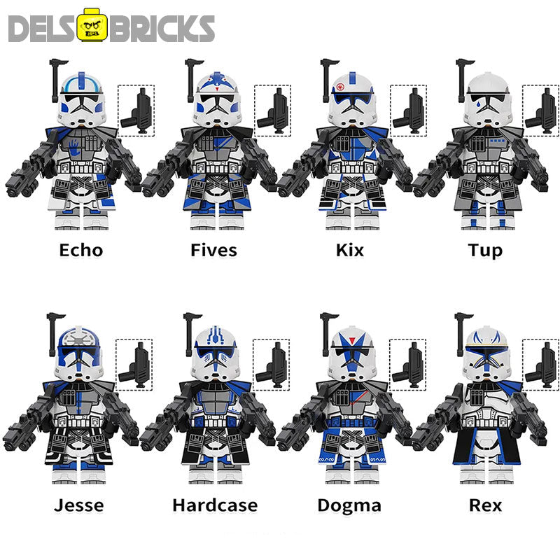 DelsBricks 501st Legion Clone Troopers Lego compatible minifigures front view