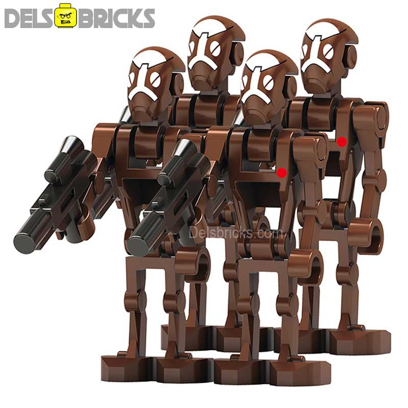 DelsBricks Star Wars Commando Battle Droid Captain set of 4 Lego-compatible minifigures front view
