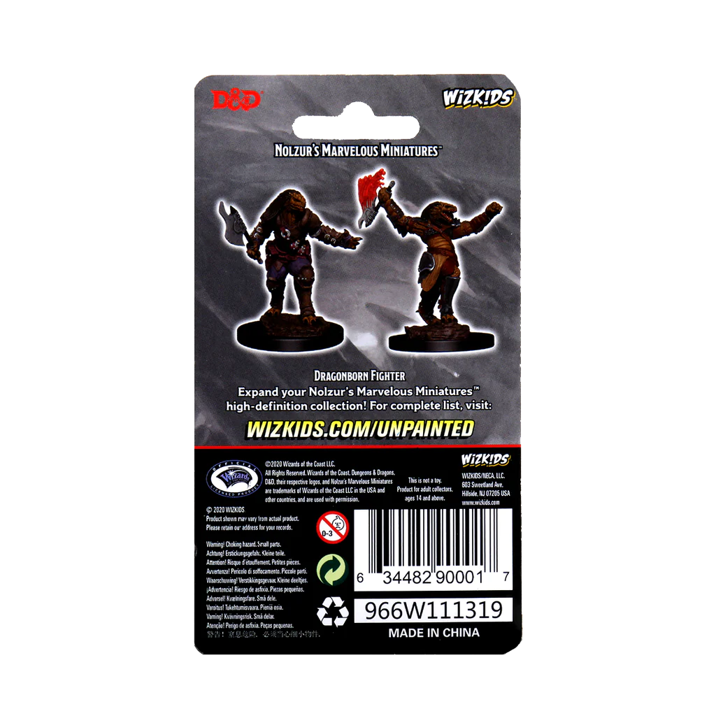 D&D Nolzur’s Marvelous Miniatures: Female Dragonborn Fighter Back of Package