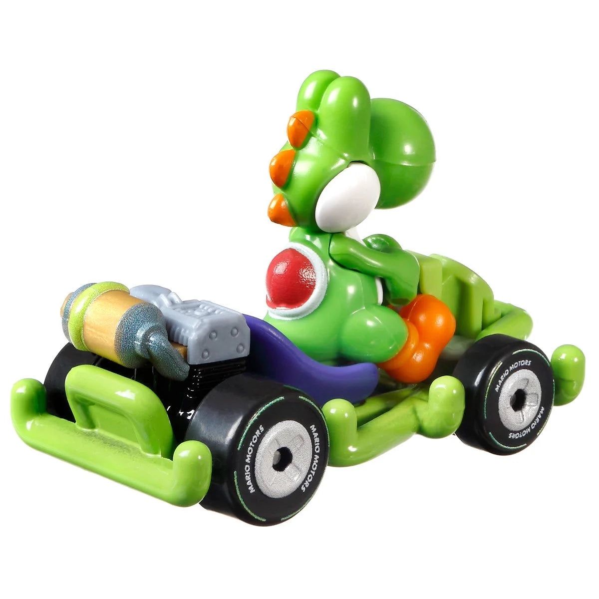 Hot Wheels Mario Kart – Yoshi Pipe Frame Kart 1/64 Scale Diecast Car Right Rear View