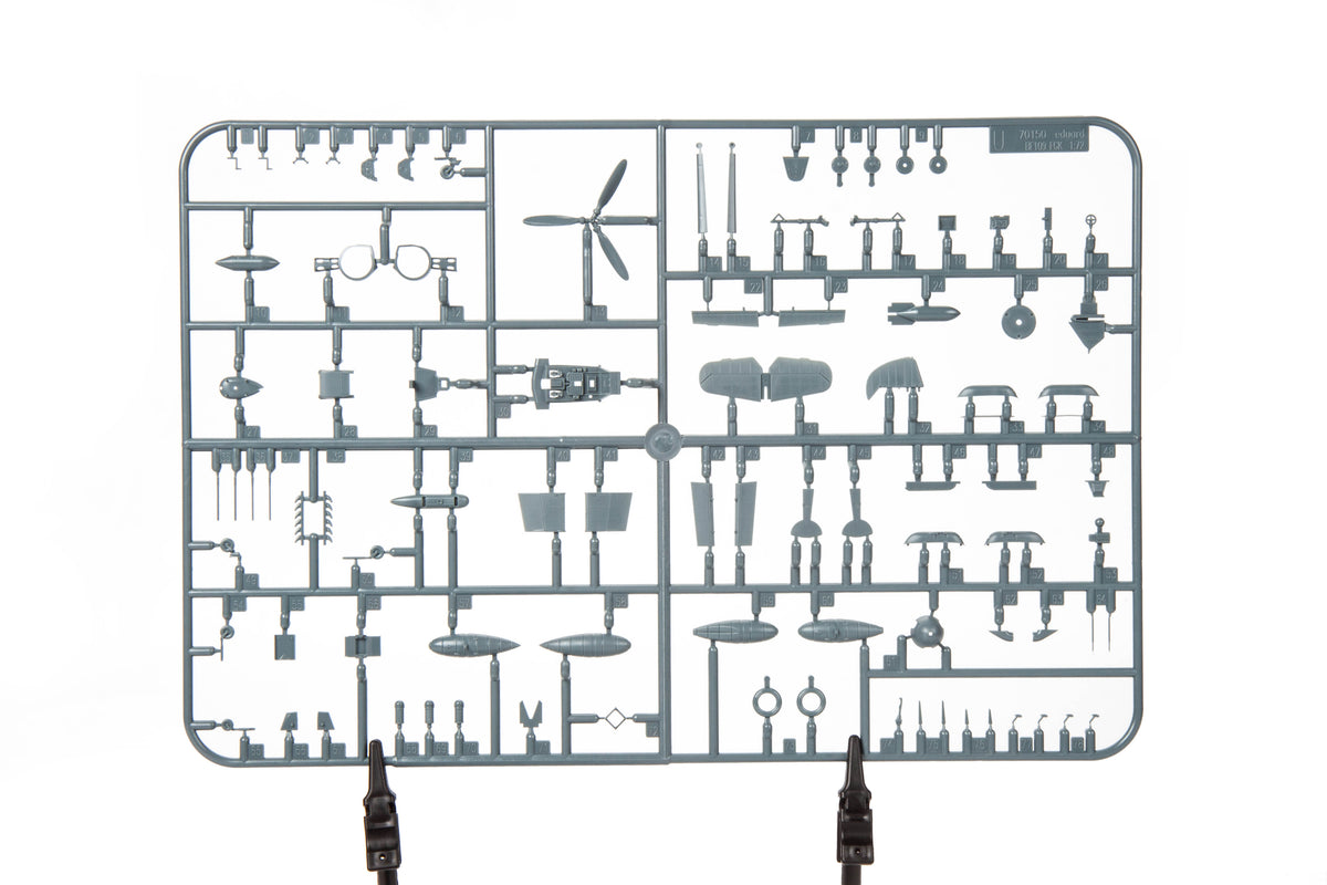 Eduard 1/72 scale Bf 109F-2 sprue frame with cockpit interior and landing gear parts 