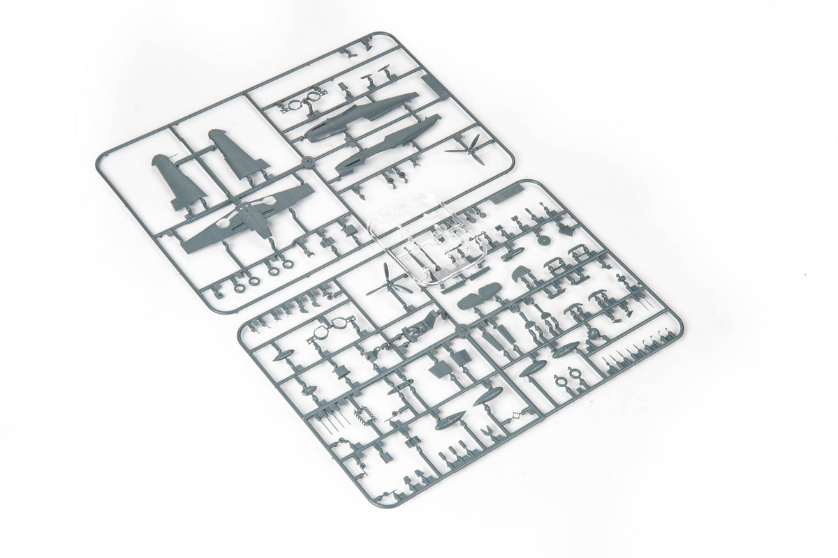 Grey and clear injection-molded sprues for Eduard 1/72 Bf 109F-2 