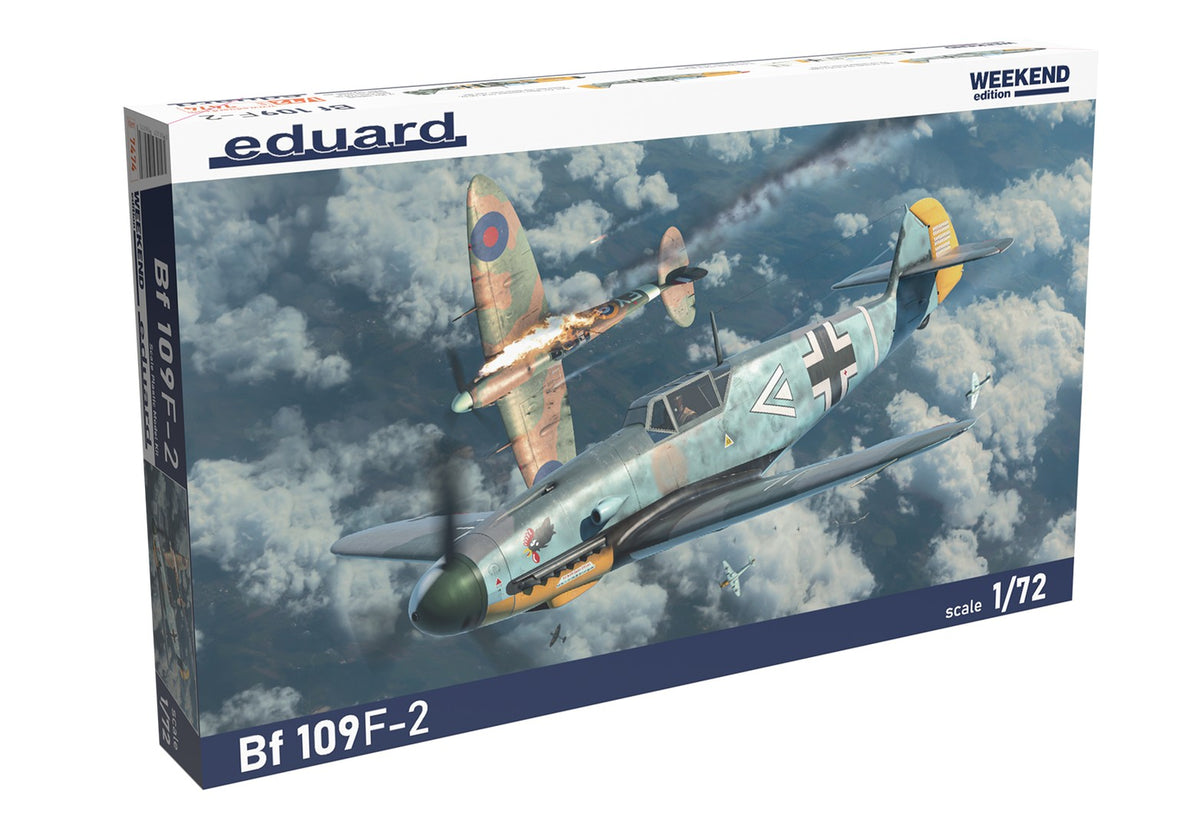 Box art for the Eduard 1/72 scale Bf 109F-2 Weekend Edition plastic model kit 