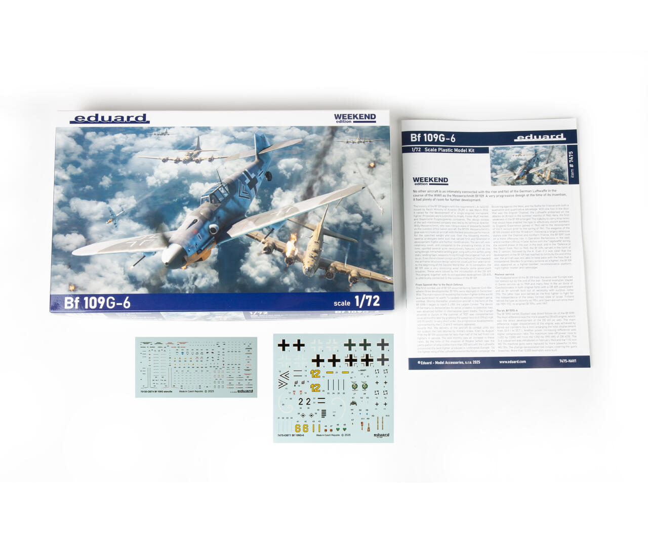 Eduard Messerschmitt Bf 109G-6 1/72 Scale Weekend Edition Model Kit Contents– Bellford Toys and Hobbies