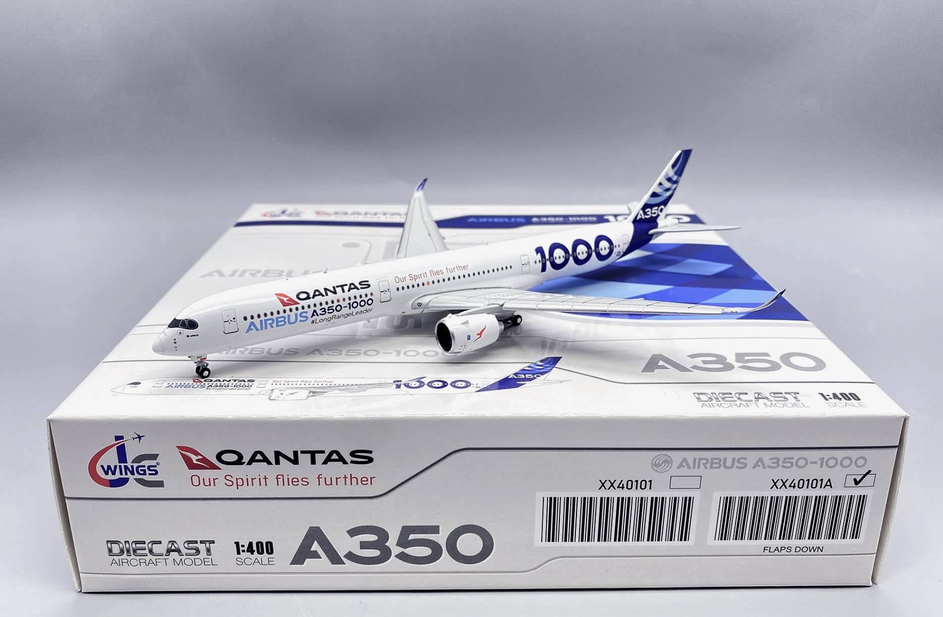 Airbus A350-1000 Airbus House / Qantas Livery (F-WMIL) Flaps Down, 1/400 Scale Diecast Model Packaging