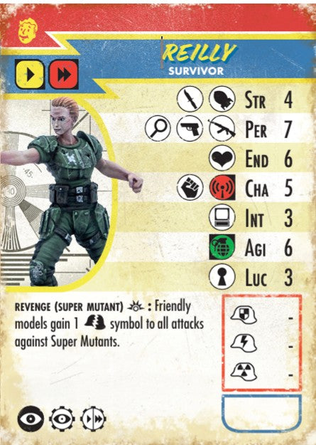 Fallout Survivors Reilly's Rangers Reilly Unit Card