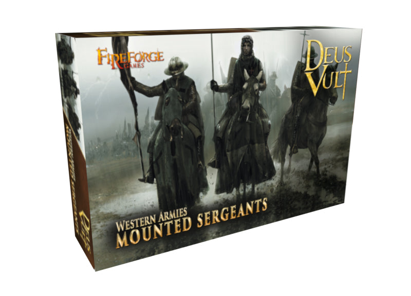 Fireforge Games Mounted Sergeants 28mm plastic cavalry box art for Deus Vult Western Armies.