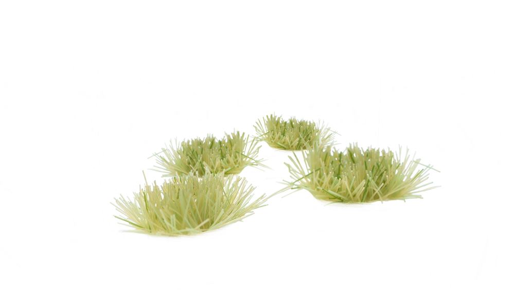 Close-up of GamersGrass Tiny Light Green 2mm tufts showing the blend of light green and beige fibers.
