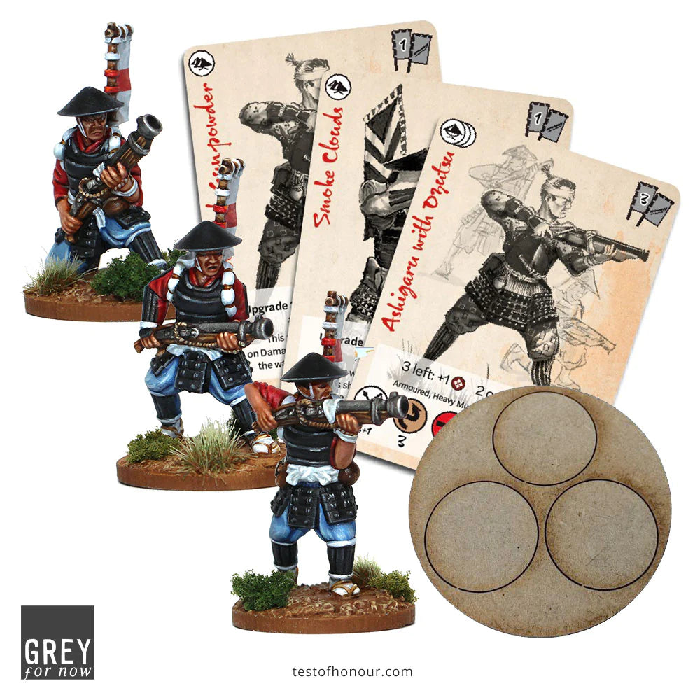 Test of Honour Ashigaru with Ozutsu 28 mm Scale Metal Figures Box Contents