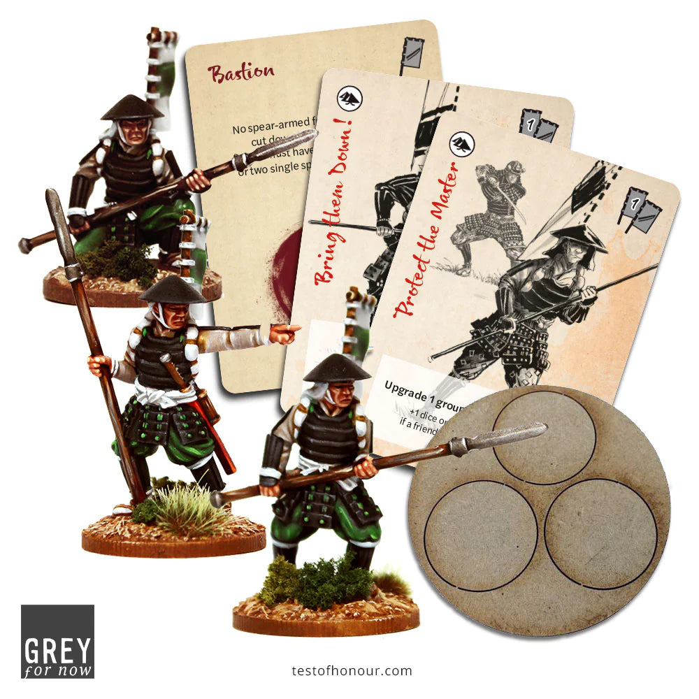 Test of Honour Ashigaru Spearmen 28 mm Scale Metal Figures Box Contents