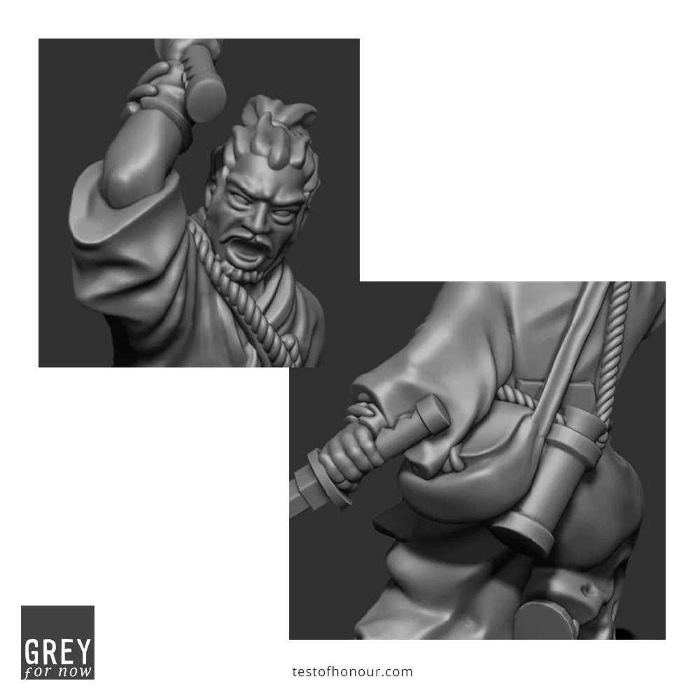 Test of Honour Miyamoto Musashi 28 mm Scale Metal Figure Rendering Details