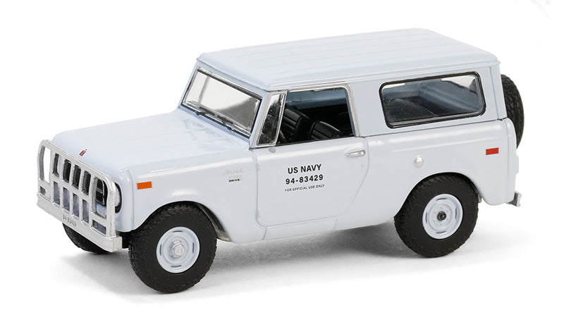 Side profile of 1970 Harvester Scout U.S. Navy with military graphics