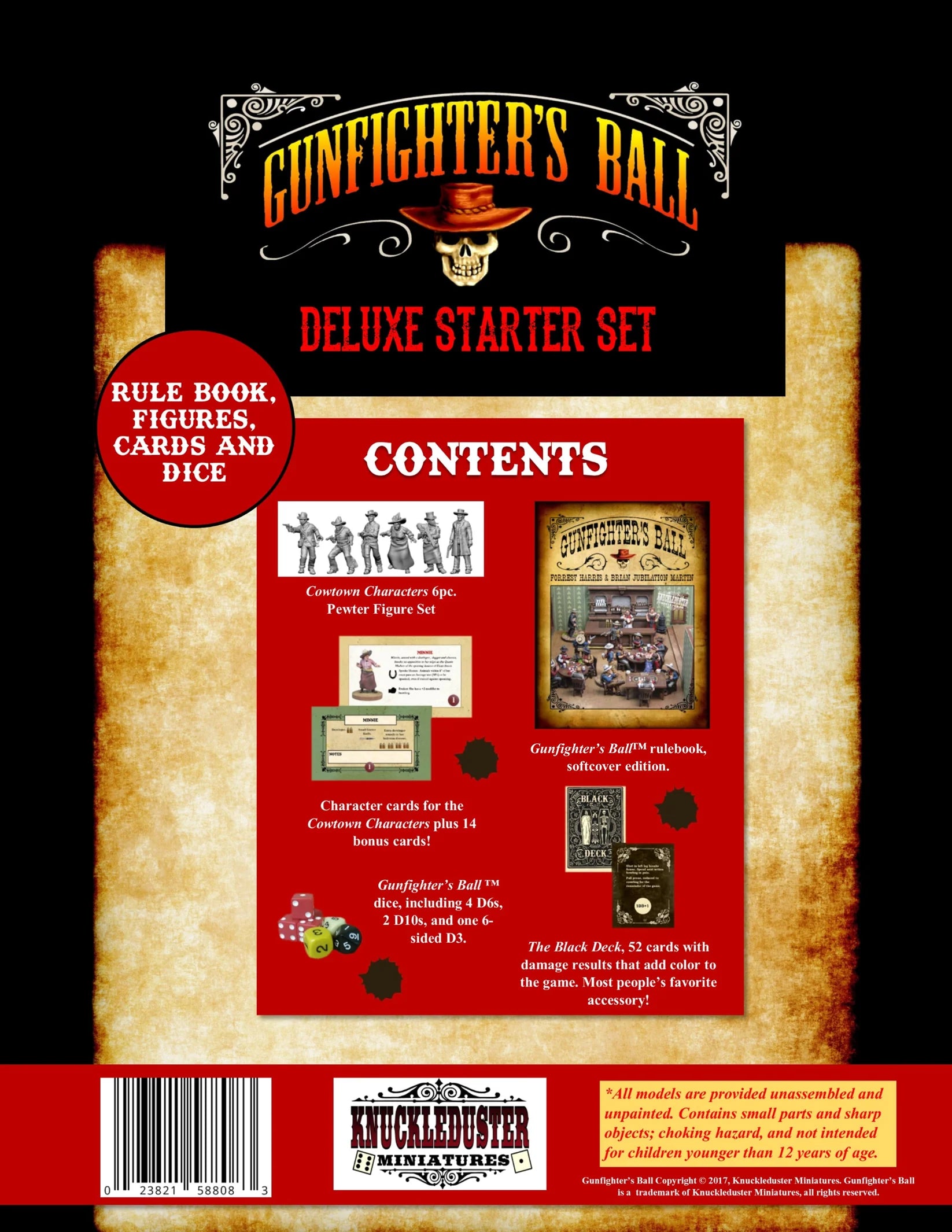 Gunfighter’s Ball Deluxe Starter Set by Knuckleduster – full contents shown back of box