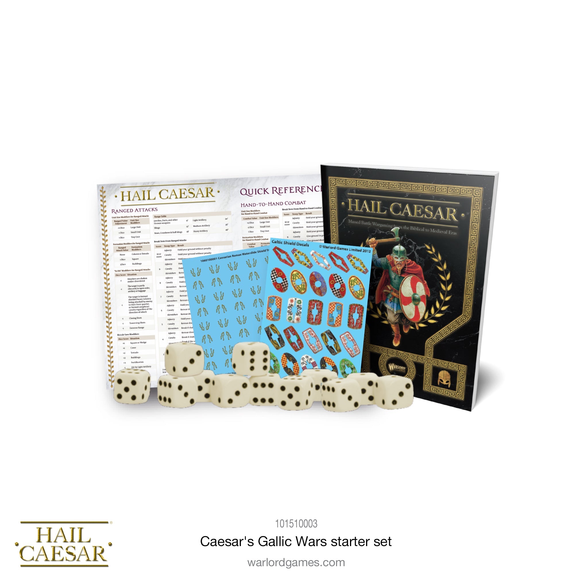 Hail Caesar Gamer's Edition Rulebook with Reference Sheets and Dice