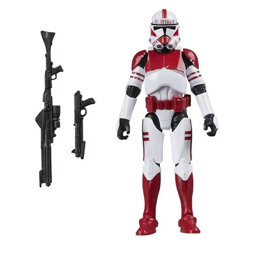 Imperial Shock Trooper 3.75-inch figure standing next to long and short blaster accessories