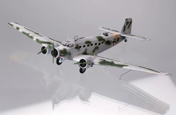 Completed and painted display model of Heller 1/72 scale Junkers Ju-52/3M in winter camouflage scheme.