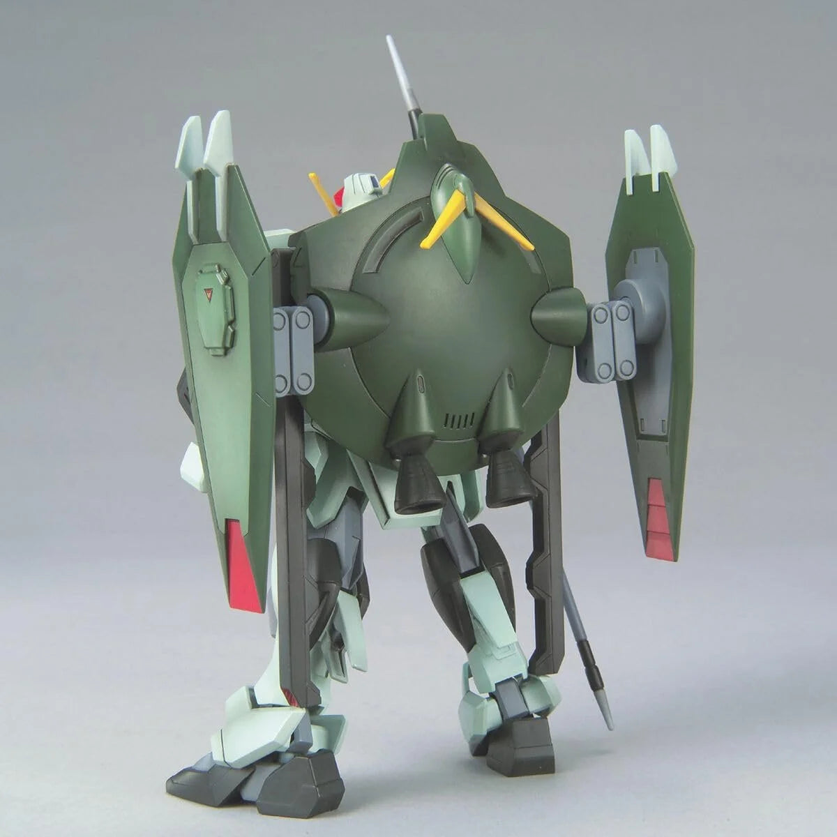 Rear view of HG Forbidden Gundam showing Geschmeidig Panzer shields and high-output thrusters