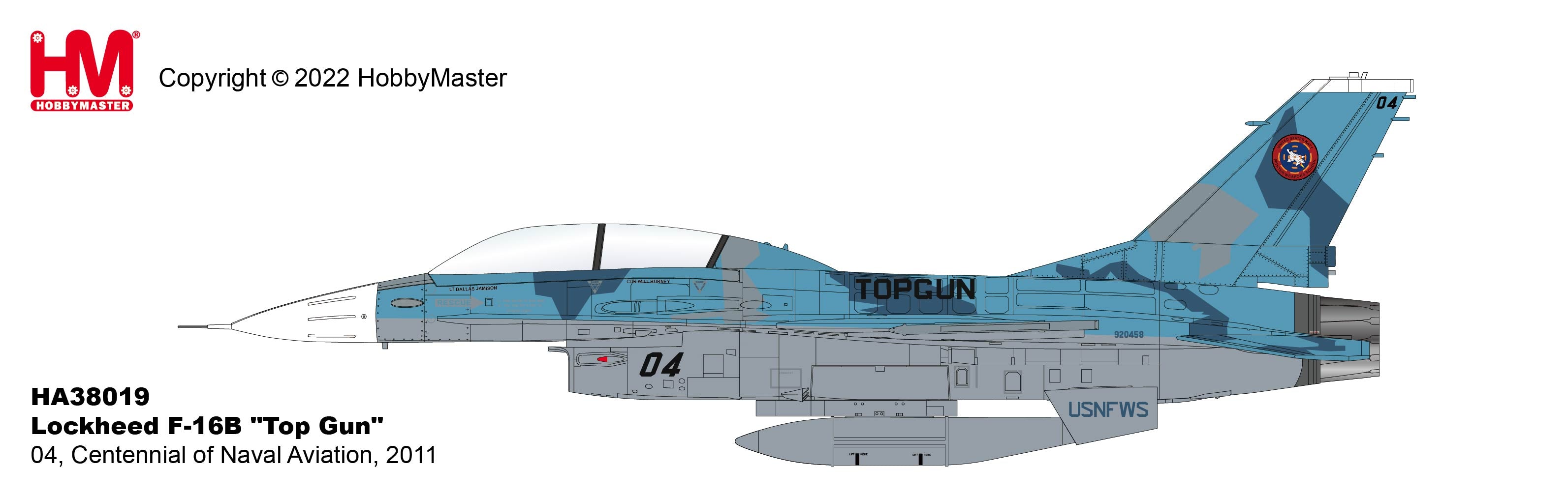 Hobby Master F-16B Black 04 TOPGUN Centennial 2011 1:72 Scale