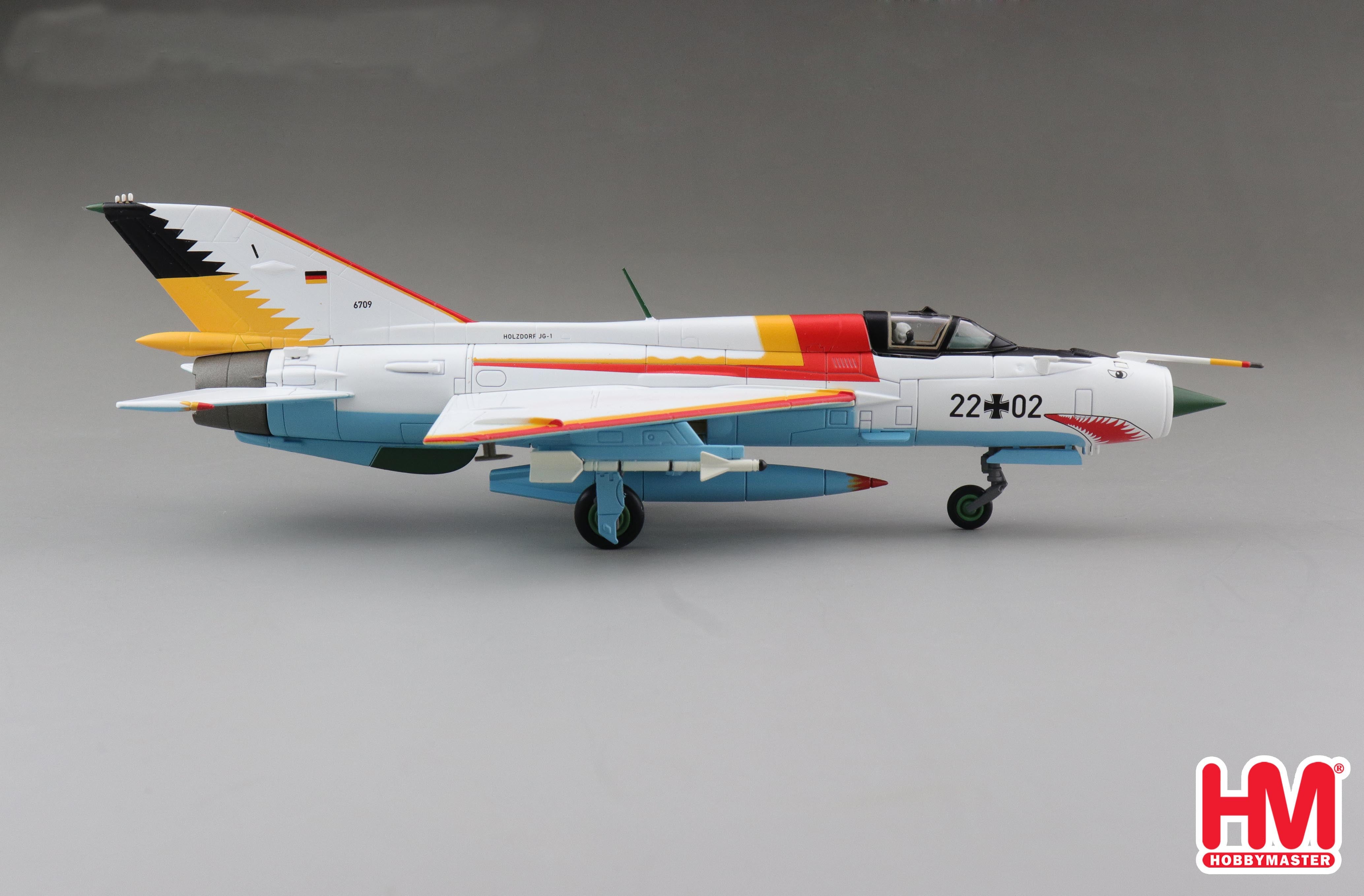Right Side View Hobby Master MiG-21SPS White Shark 1:72 Scale Diecast Model