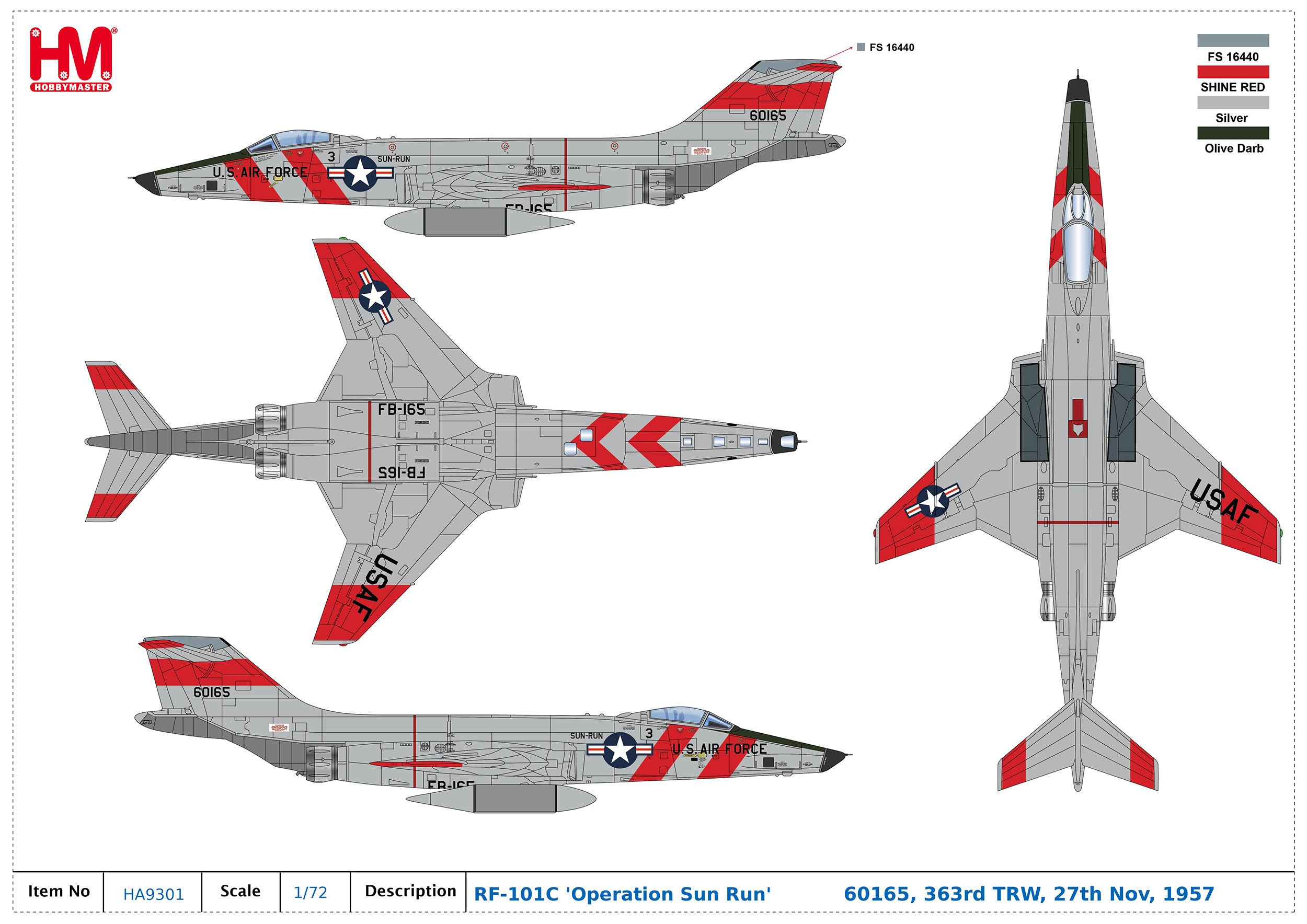 Hobby Master RF-101C Voodoo “Operation Sun Run” 1957 1:72 Scale