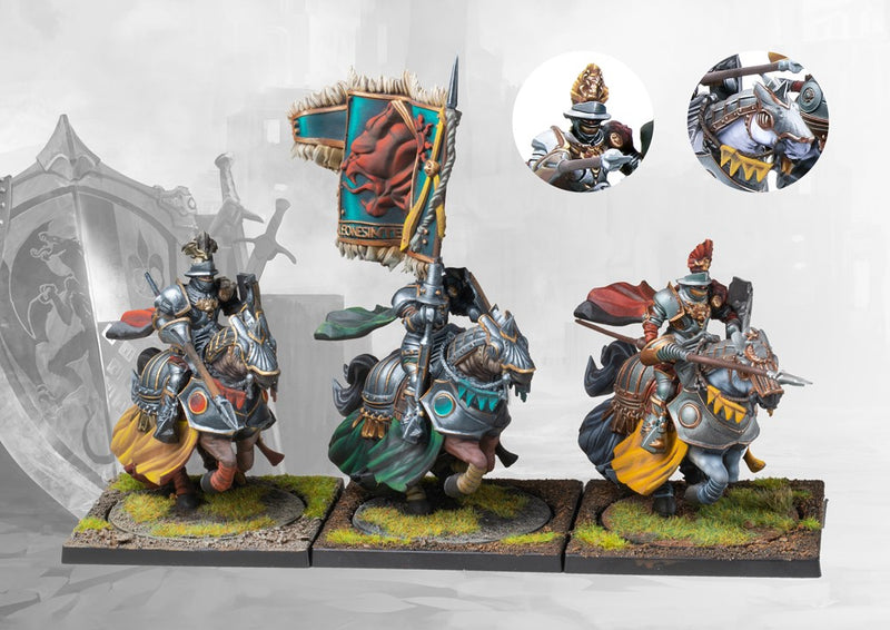 Conquest The Hundred Kingdoms Household Knights, 38 mm Scale Model Plastic Figures Painted Examples