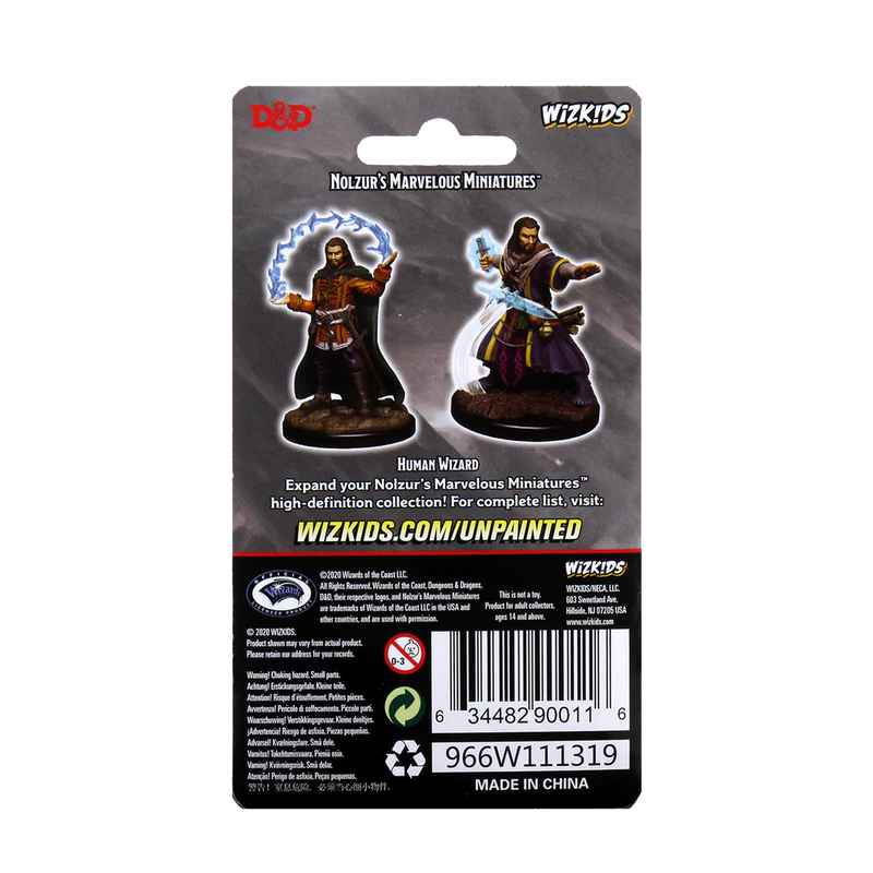 D&D Nolzur’s Marvelous Miniatures: Male Human Wizard Back of Package