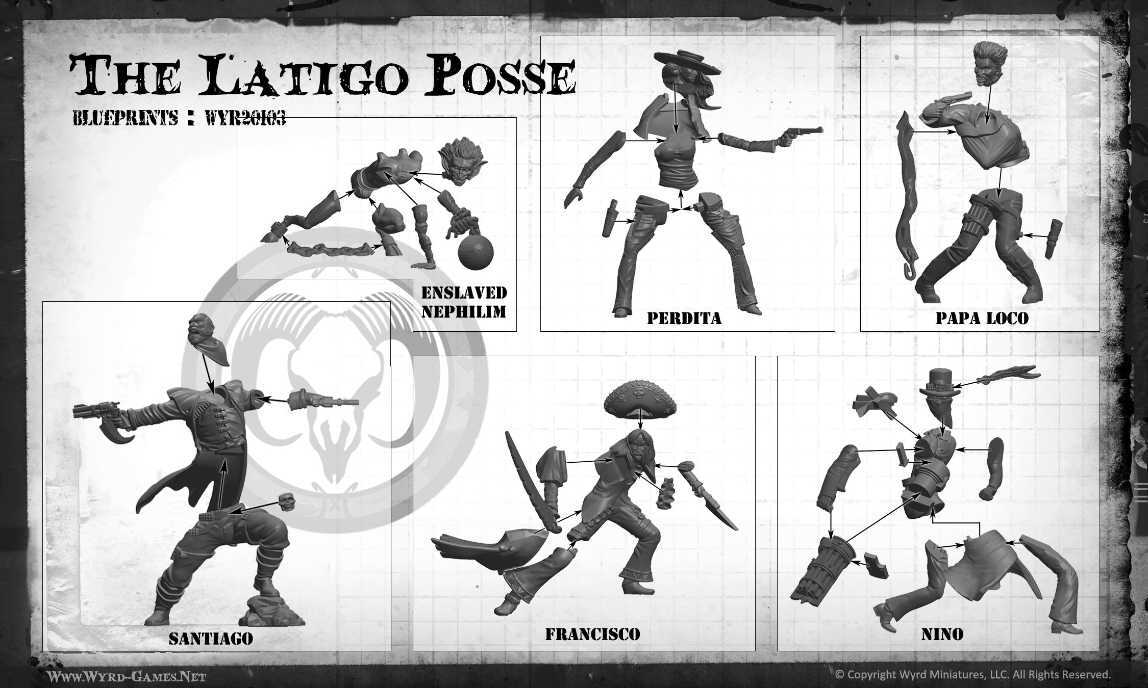 Malifaux (M3E) The Guild “Master Perdita Ortega” Core Set, 32 mm Scale Model Plastic Figures Assembly Instructions