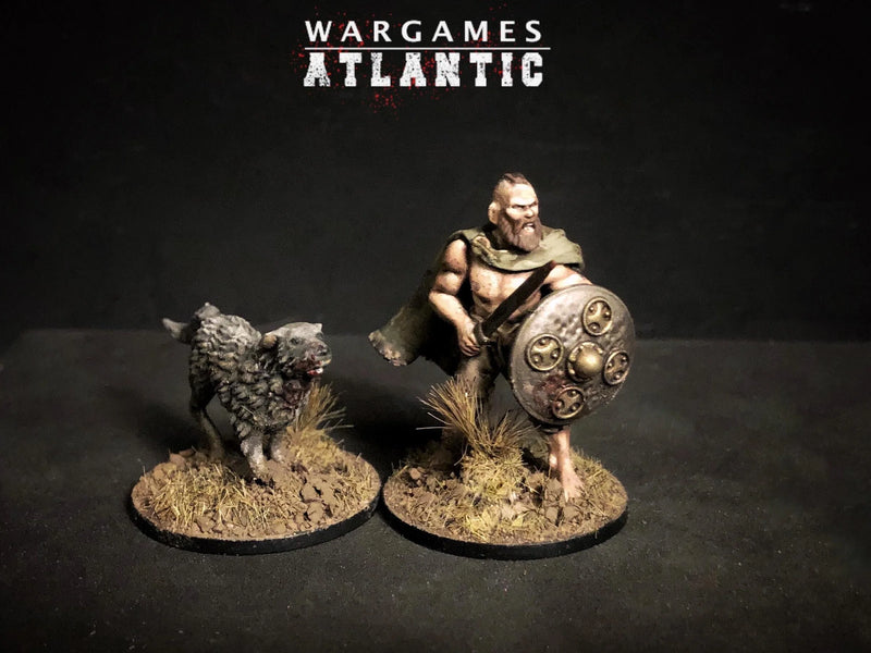 Dark Age Irish Warriors, 28 mm Scale Model Plastic Figures Swordsman & Wolfhound
