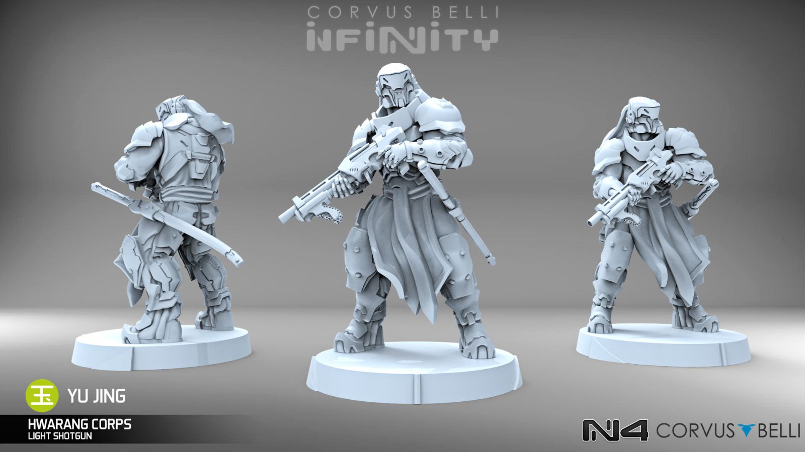 Corvus Belli Infinity Yu Jing Hwarang Reinforcement Light Shotgun Rendering
