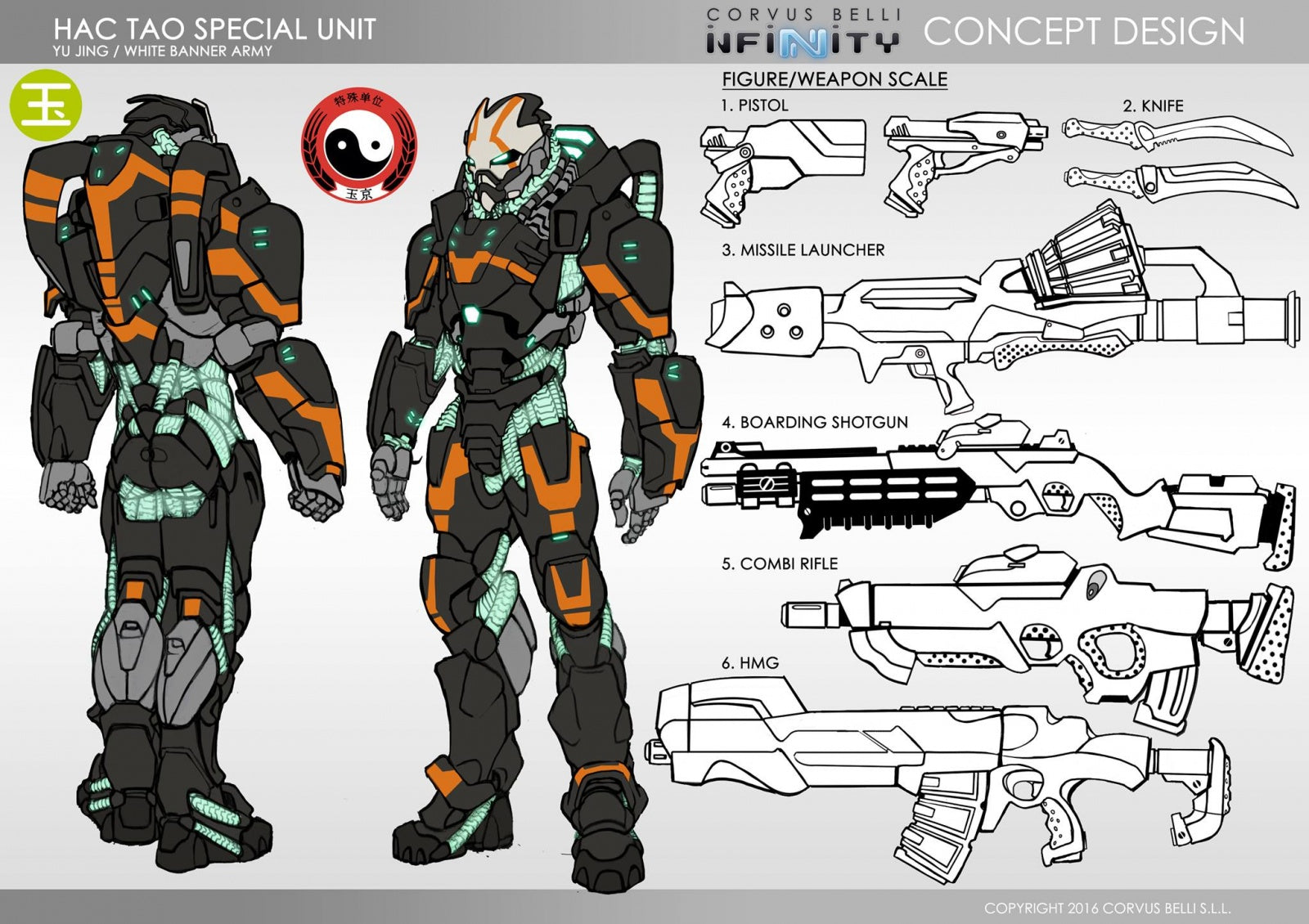 Corvus Belli Infinity Yu Jing Hac Tao Hacker miniature Concept Design