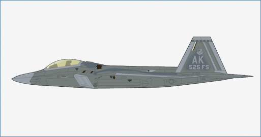 Lockheed Martin F-22A Raptor, 525th FS, 3rd FW Elmendorf AFB 2011, 1:72 Scale Diecast Model Ilustration