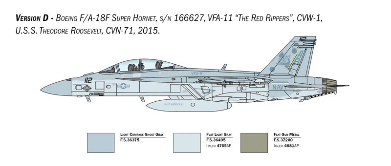 Technical painting guide side view for VFA-11 "The Red Rippers"  CVW-1 ISS Theodore Roosevelt CVN-71 2015