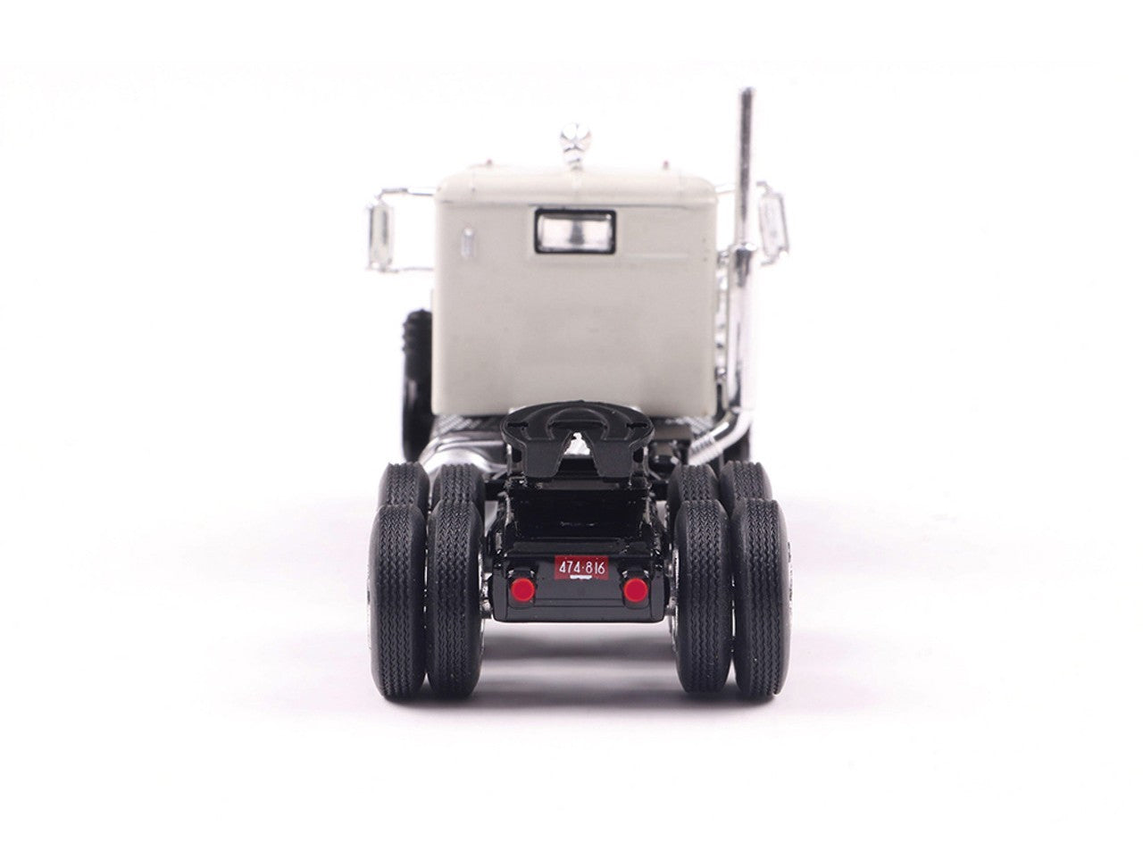 IXO Models 1955 Peterbilt 281 - White w/ Black Fenders 1/64 Scale Diecast Model Rear View