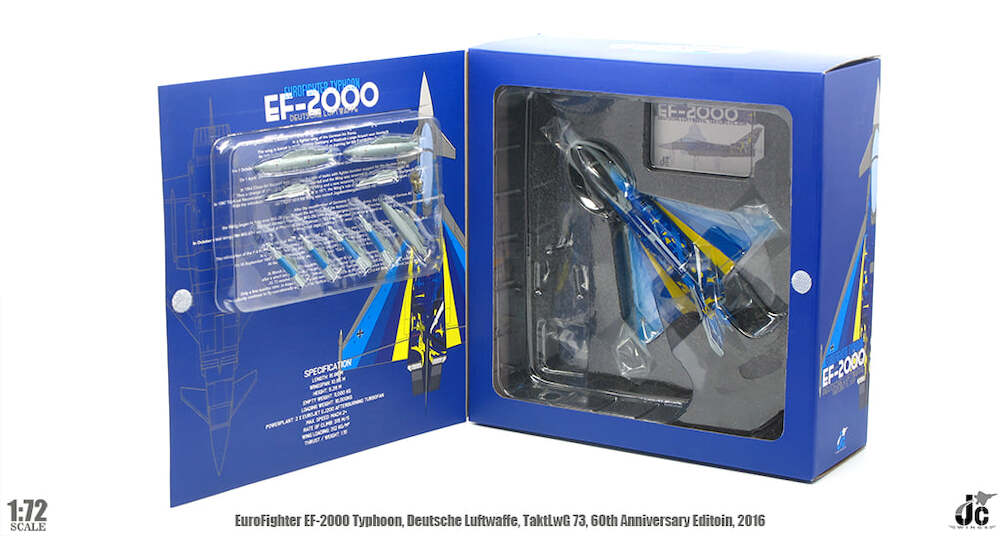 Eurofighter EF2000 Typhoon Luftwaffe TaktLwG 73 “Steinhoff” 60th Anniversary 2019, 1:72 Scale Diecast Model Contents