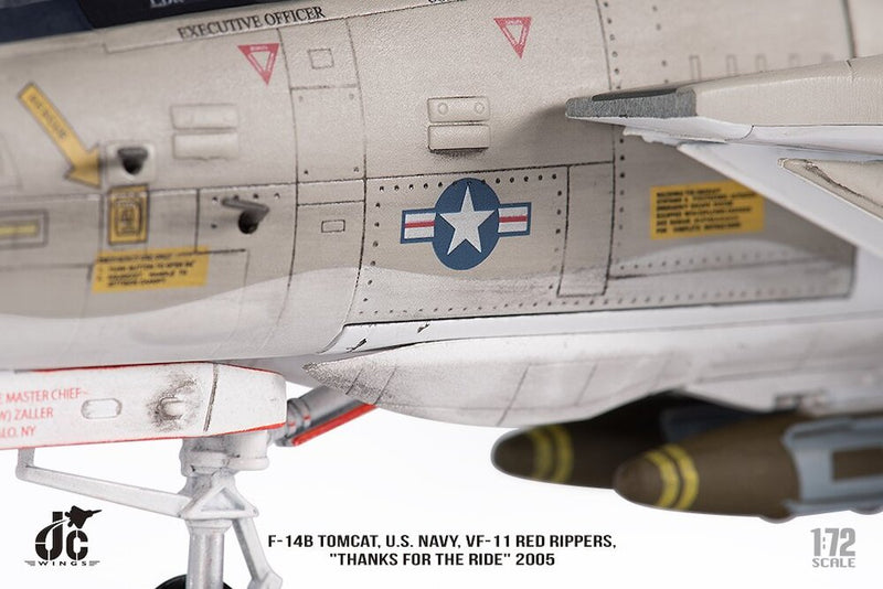 Grumman F-14B Tomcat VF-11 “Red Rippers” THANKS FOR THE RIDE 2005, 1:72 Scale Diecast Model Nose Area Close Up