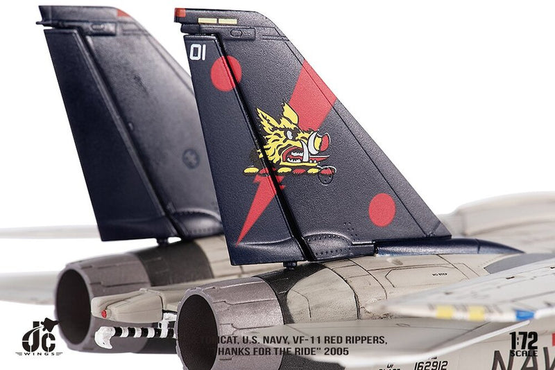 Grumman F-14B Tomcat VF-11 “Red Rippers” THANKS FOR THE RIDE 2005, 1:72 Scale Diecast Model Twin Tail Close Up