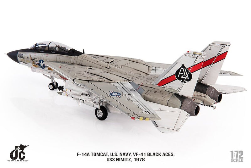 Grumman F-14A Tomcat VF-41 “Black Aces” USS Nimitz 1978, 1:72 Scale Diecast Model Left Rear View