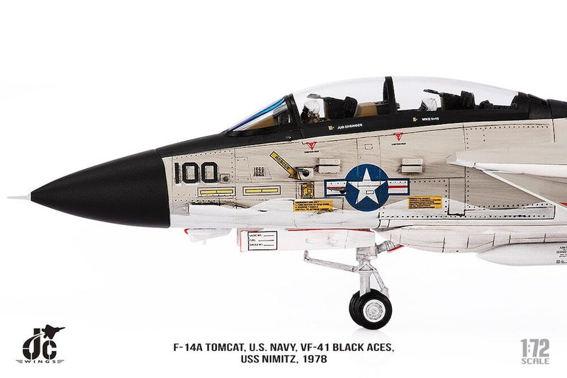Grumman F-14A Tomcat VF-41 “Black Aces” USS Nimitz 1978, 1:72 Scale Diecast Model Nose Close Up