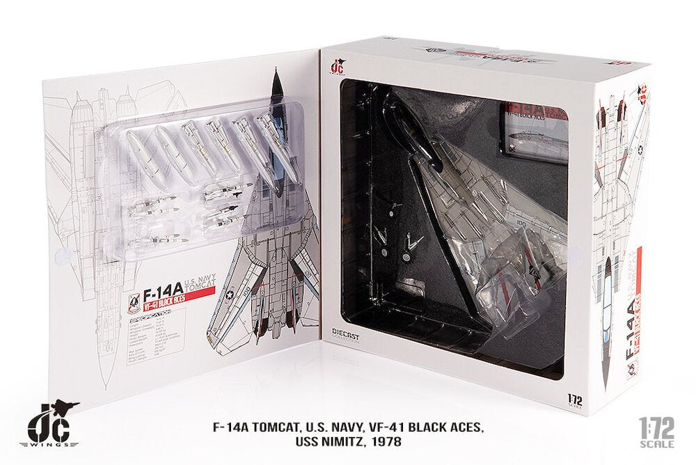 Grumman F-14A Tomcat VF-41 “Black Aces” USS Nimitz 1978, 1:72 Scale Diecast Model Packaging interior