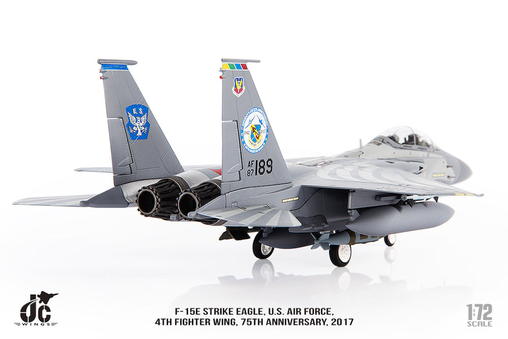 McDonnell Douglas F-15E Strike Eagle 4th Fighter Wing 2017, 1:72 Scale Diecast Model Right Rear View