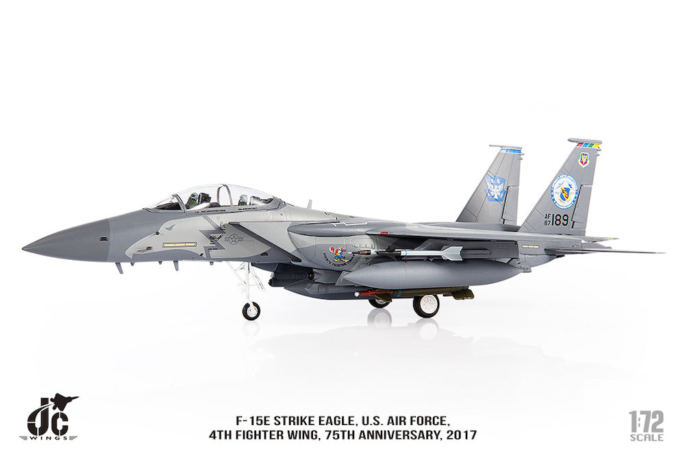 McDonnell Douglas F-15E Strike Eagle 4th Fighter Wing 2017, 1:72 Scale Diecast Model Left Side View