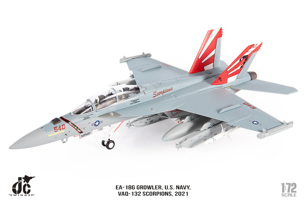 Boeing EA-18G Growler VAQ-132 “Scorpions” 2021, 1:72 Scale Diecast Model Left Front View