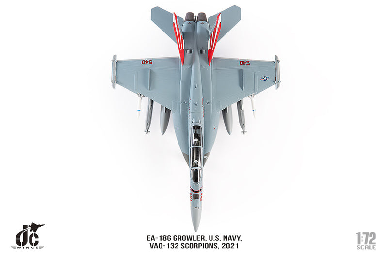 Boeing EA-18G Growler VAQ-132 “Scorpions” 2021, 1:72 Scale Diecast Model Top View From Nose