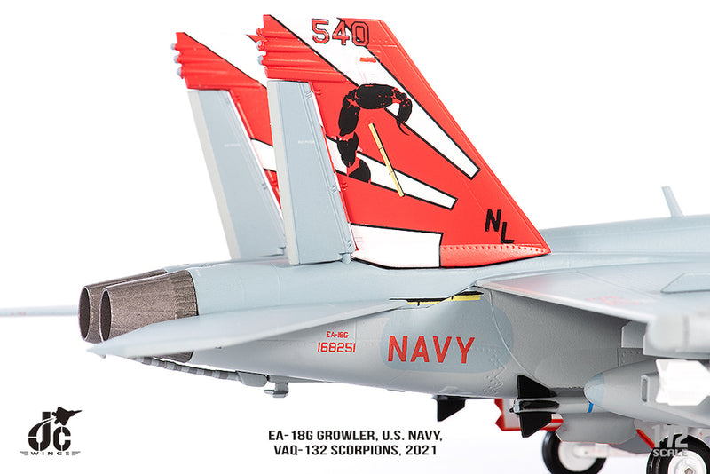Boeing EA-18G Growler VAQ-132 “Scorpions” 2021, 1:72 Scale Diecast Model Tail Livery Close Up