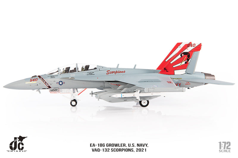 Boeing EA-18G Growler VAQ-132 “Scorpions” 2021, 1:72 Scale Diecast Model Left Side View
