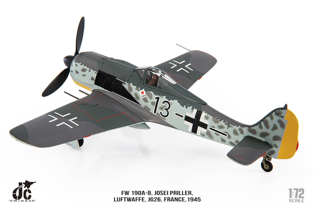 Focke-Wulf Fw 190A-8 JG26 “Black 13”, France 1945 1:72 Scale Diecast Model Left Rear View