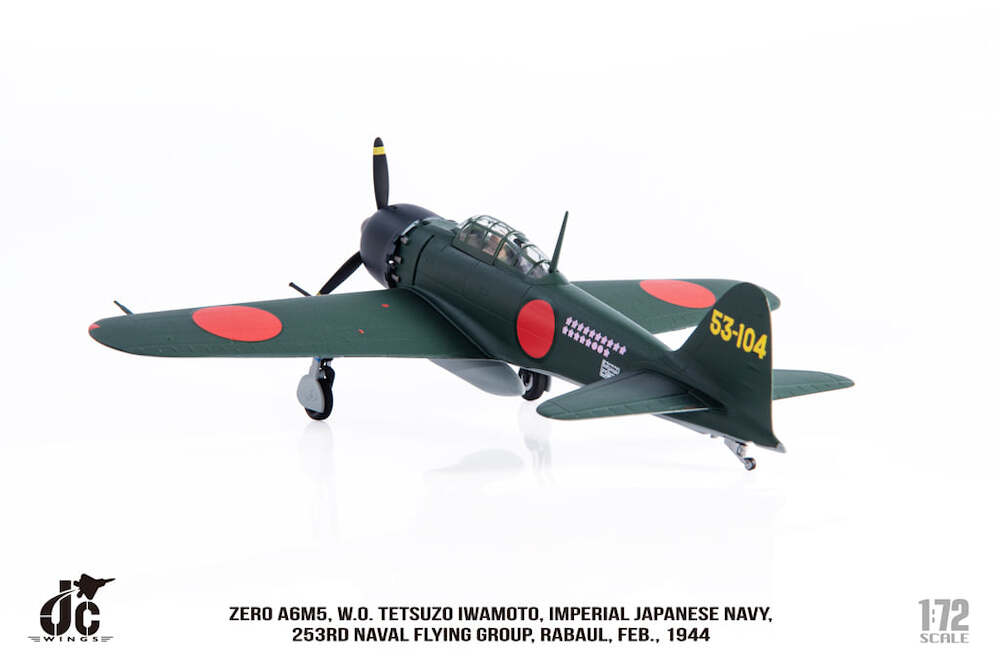 Mitsubishi A6M5 Zero Imperial Japanese Navy, 253rd Naval Flying Group, 1944 1:72 Scale Diecast Model Left Rear View